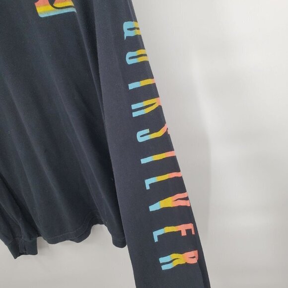 Quiksilver Logo Regular Fit Long Sleeve Top Crewneck Cotton XL Men Black Multi - Picture 3 of 10